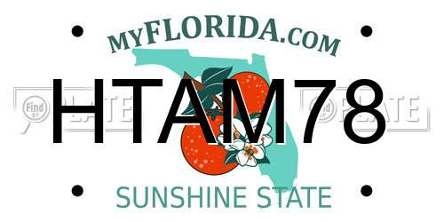 HTAM78 Florida License Plate