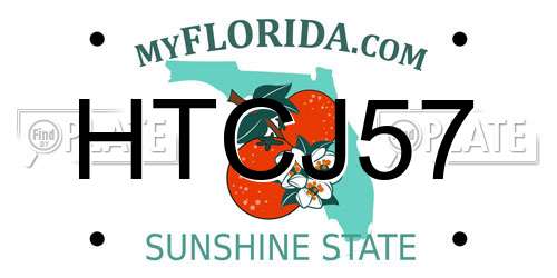 HTCJ57 Florida License Plate