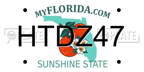 HTDZ47 Florida License Plate