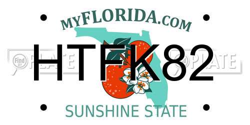 HTFK82 Florida License Plate