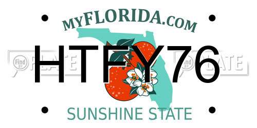 HTFY76 Florida License Plate