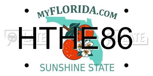 HTHE86 Florida License Plate