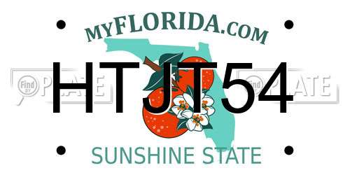 HTJT54 Florida License Plate