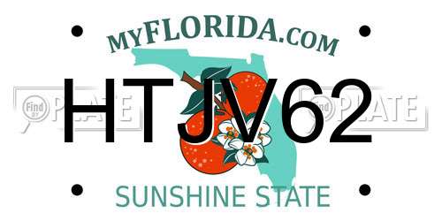 HTJV62 Florida License Plate
