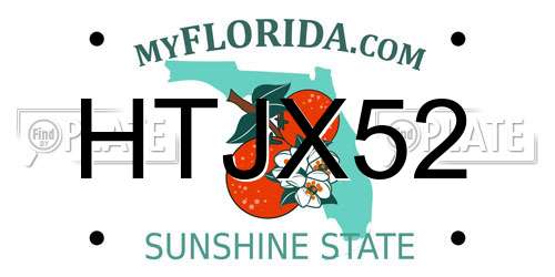 HTJX52 Florida License Plate