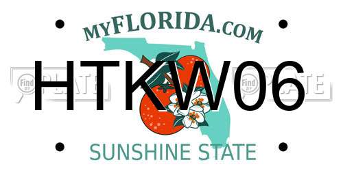 HTKW06 Florida License Plate