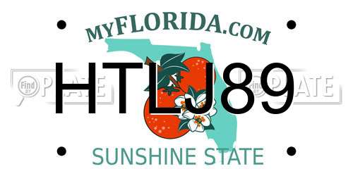 HTLJ89 Florida License Plate