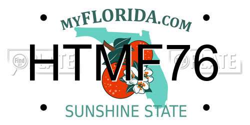 HTMF76 Florida License Plate