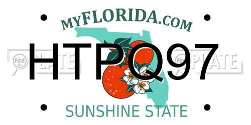 HTPQ97 Florida License Plate