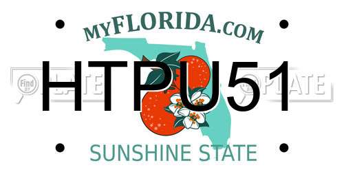 HTPU51 Florida License Plate
