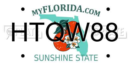 HTQW88 Florida License Plate