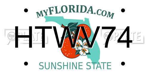 HTWV74 Florida License Plate