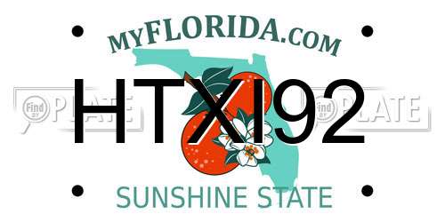 HTXI92 Florida License Plate