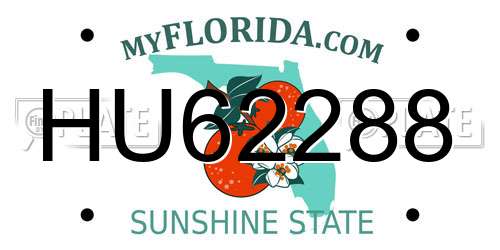 HU62288 Florida License Plate