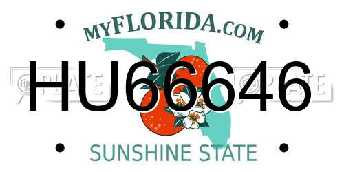 HU66646 Florida License Plate