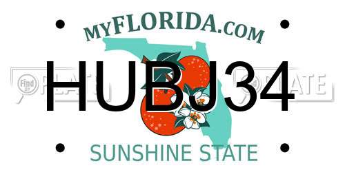 HUBJ34 Florida License Plate