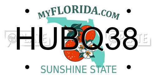 HUBQ38 Florida License Plate