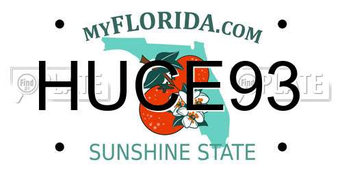 HUCE93 Florida License Plate