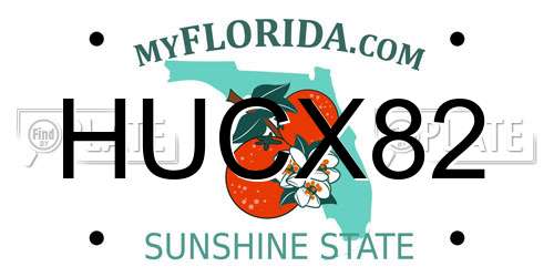 HUCX82 Florida License Plate