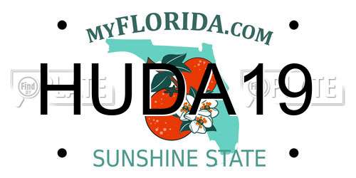 HUDA19 Florida License Plate