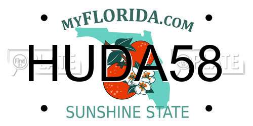 HUDA58 Florida License Plate