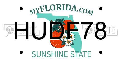 HUDF78 Florida License Plate