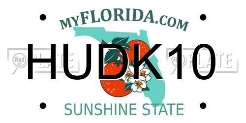 HUDK10 Florida License Plate