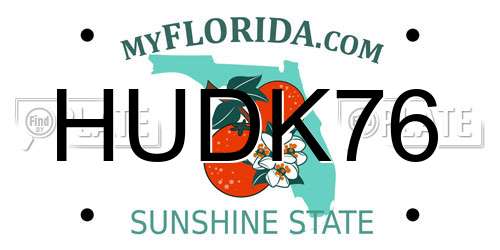 HUDK76 Florida License Plate