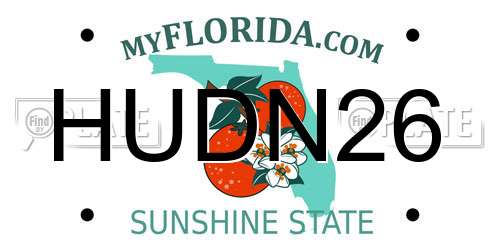 HUDN26 Florida License Plate
