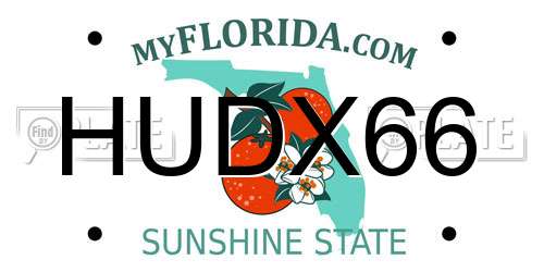 HUDX66 Florida License Plate