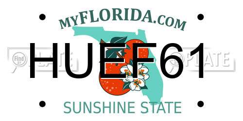 HUEF61 Florida License Plate