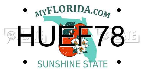 HUEF78 Florida License Plate