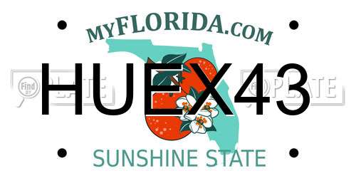 HUEX43 Florida License Plate