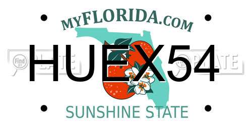 HUEX54 Florida License Plate
