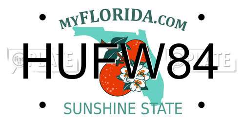 HUFW84 Florida License Plate
