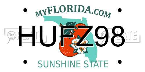 HUFZ98 Florida License Plate