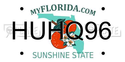 HUHQ96 Florida License Plate