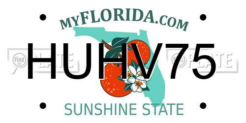 HUHV75 Florida License Plate