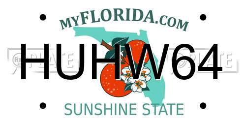 HUHW64 Florida License Plate