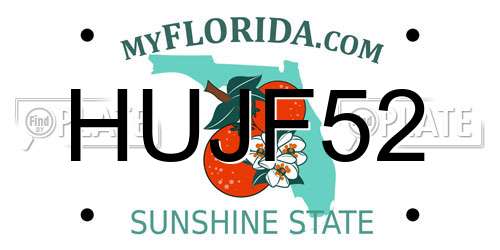 HUJF52 Florida License Plate