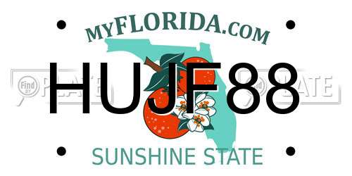 HUJF88 Florida License Plate