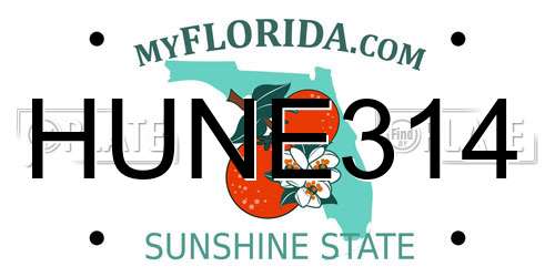 HUNE314 Florida License Plate