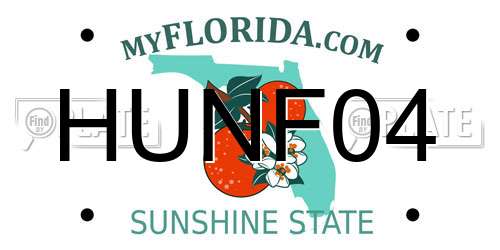 HUNF04 Florida License Plate