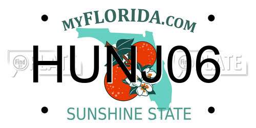HUNJ06 Florida License Plate