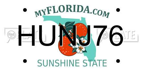 HUNJ76 Florida License Plate