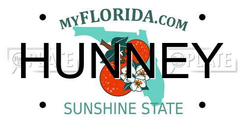 HUNNEY Florida License Plate