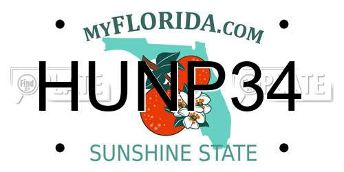 HUNP34 Florida License Plate