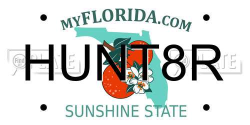 HUNT8R Florida License Plate
