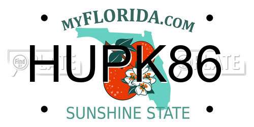 HUPK86 Florida License Plate