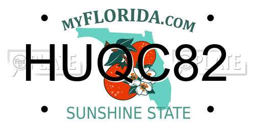 HUQC82 Florida License Plate